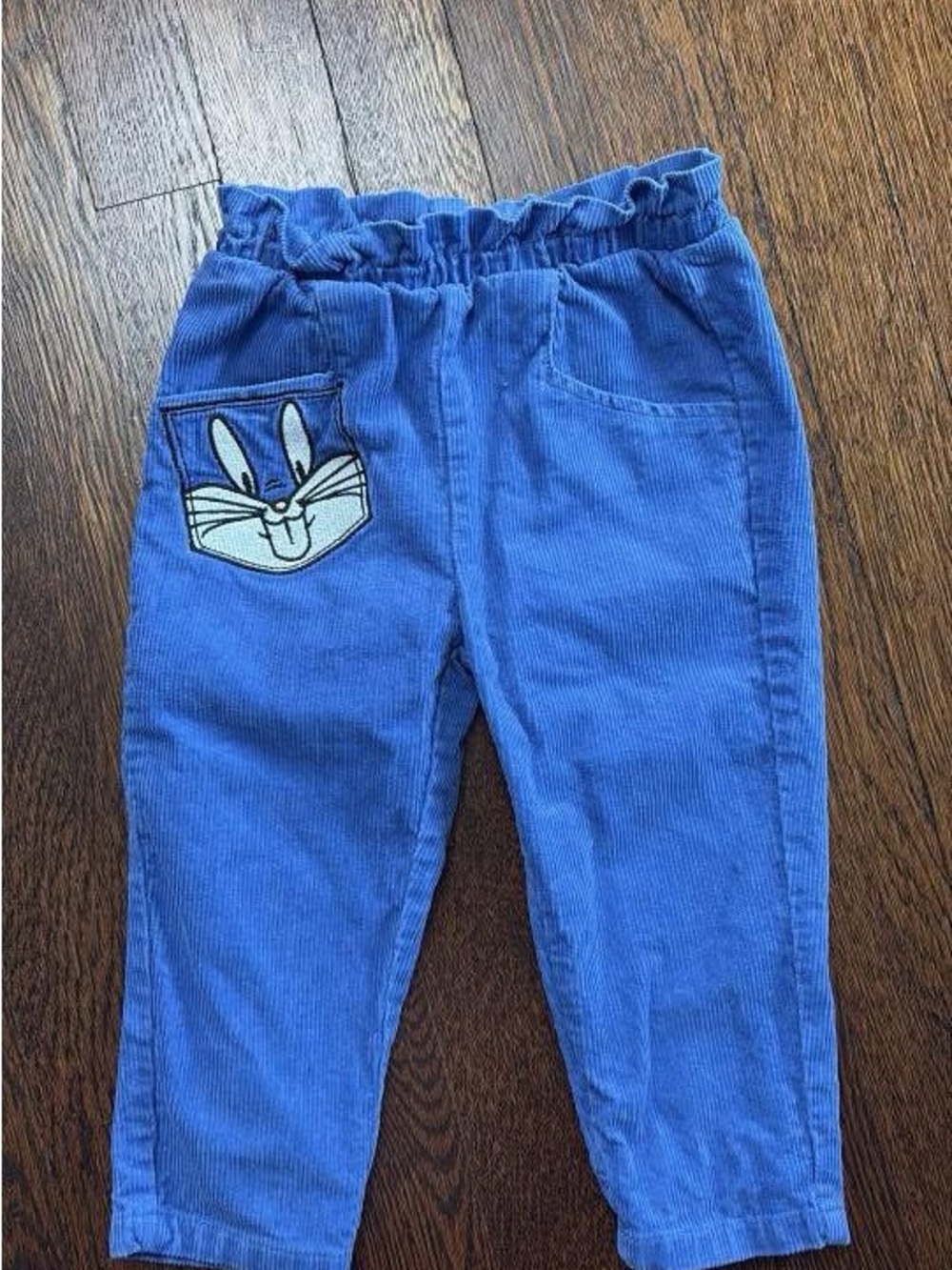Blue Kids Corduroy Pants with Bunny Patch bugs bunny looney toons vintage